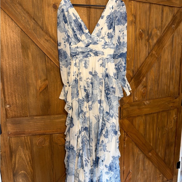 Anthropologie Blue and White Floral Maxi Dress - Picture 2 of 3